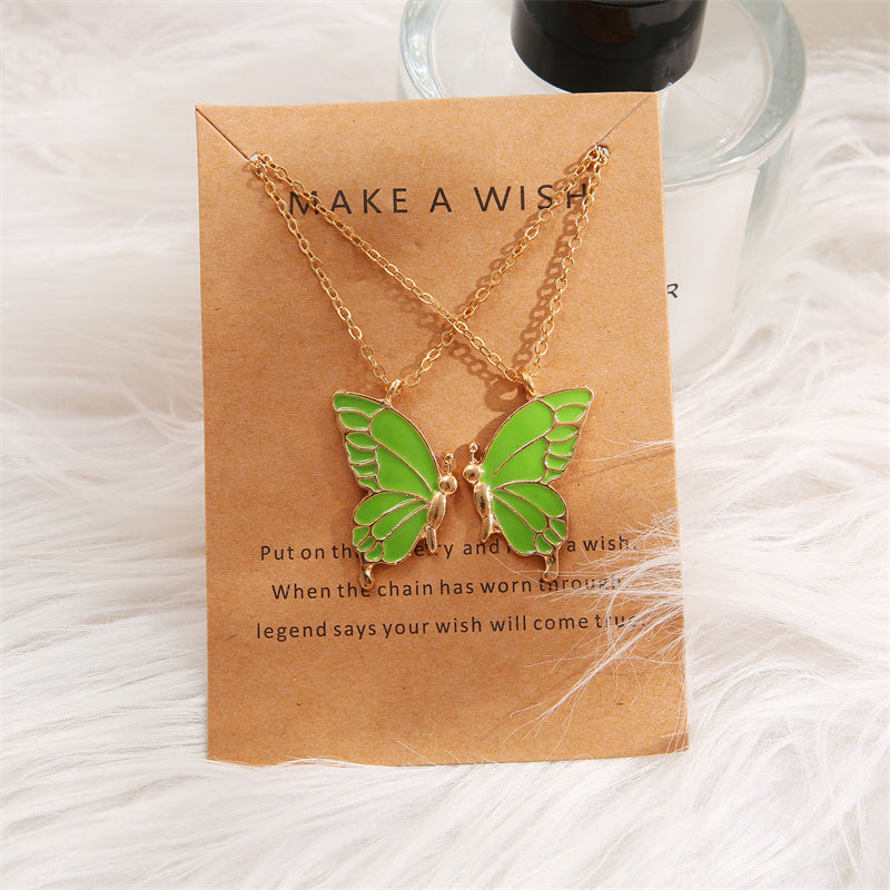 2pcs Enamel butterfly Necklace Set For Girls | Korean Jewellery For Girls