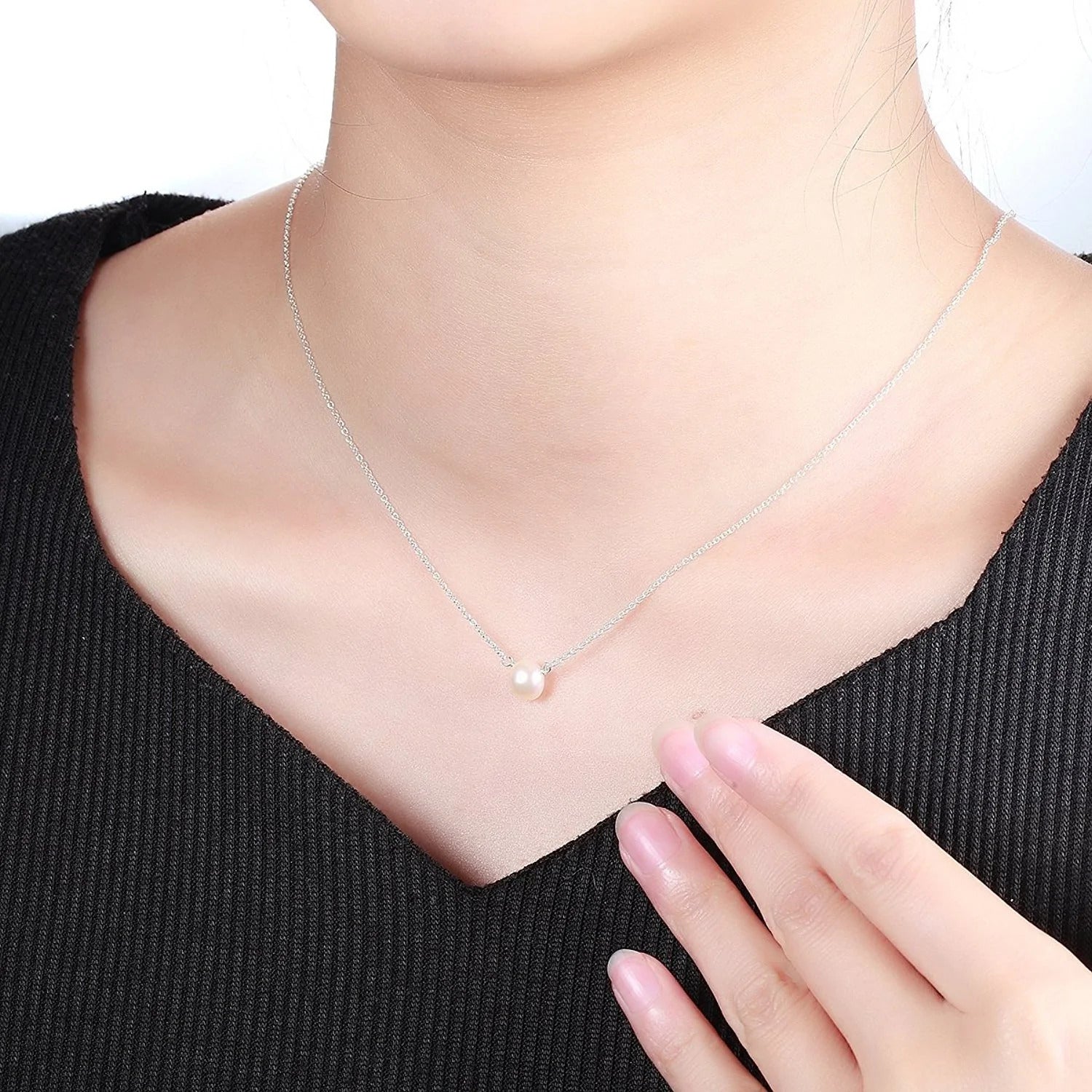 Korean Jewellery Silver Single Pearl Necklace | New Design | Trending Design | Never Fade | Beautiful Necklace Jewellery For Girls / Women