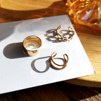 Korean Jewellery Gold/Silver 3Pcs Ear Cuff Clip Earring For Girls | Korean Earcuff C-shape Clip On Earrings