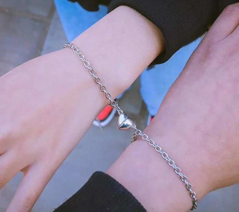 2 Pcs Magnetic Broken Heart Love Bracelet for Men and Women - 2pcs/Set Pair of Cuba Style Magnetic Chain Bracelet for Couples - Bracelet for Couples - Couple Bracelets - Korean Jewellery
