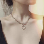 Silver Korean Jewellery Heart Choker Necklace Jewellery For Girls / Women - Korean Jewellery Necklace