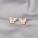 Korean Jewellery S925 Needle White Enamel Shell Fairy Butterfly Earring For Girls Women | S925 Needle Earings For Birthday Wedding Anniversary | For All Occasions