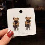 Korean Jewellery Cute Cartoon Design Bear Plush beautiful Earring For Girls | S925 Needle Teddy Bear Earrings For Girls