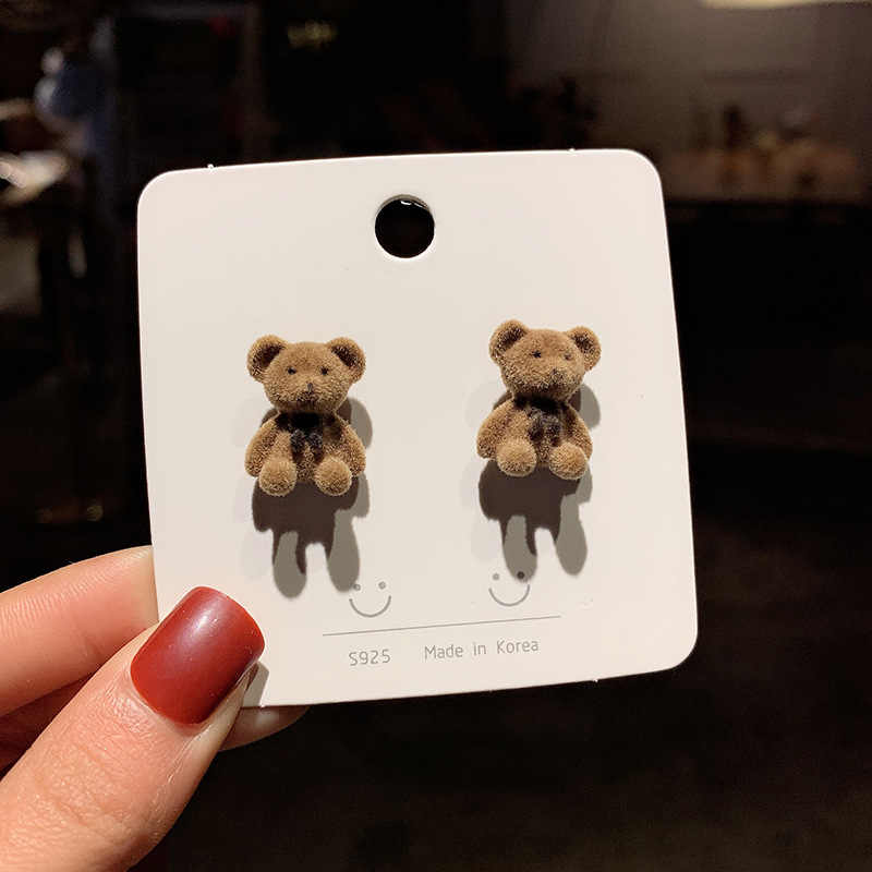 Korean Jewellery Cute Cartoon Design Bear Plush beautiful Earring For Girls | S925 Needle Teddy Bear Earrings For Girls