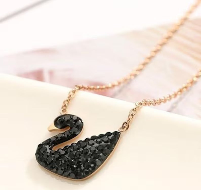Gold Chain With Beautiful Black Swan Duck Necklace Korean Jewellery For Women - Gold Chain Neck Statement Collar Chains Shining Female Jewellery For Girls