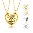 2 pcs Magnetic Heavy Metal Heart Shape HandDesing ForeverText Pendant Necklace gift for Friends Couples Korean Jewellery