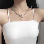 Silver Korean Jewellery Heart Choker Necklace Jewellery For Girls / Women - Korean Jewellery Necklace
