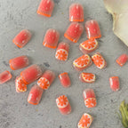 24Pcs Pink Beautiful Design Trendy Fake Nails (With Glue) Set For Girls - Wearable Nails Stylish Pattern Artificial Nails For Women