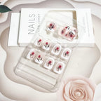 24Pcs White Beautiful Flower Trendy Fake Nails (With Glue) Set For Girls - Wearable Nails Stylish Pattern Artificial Nails For Women