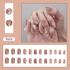 24Pcs White Beautiful Flower Trendy Fake Nails (With Glue) Set For Girls - Wearable Nails Stylish Pattern Artificial Nails For Women