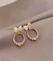 Black & White Korean Jewellery Shinny Bow Zircon Earrings Bowknot Hoop Earrings For Girls / Women.