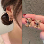 Korean Jewellery Cute Cartoon Design Bear Plush beautiful Earring For Girls | S925 Needle Teddy Bear Earrings For Girls