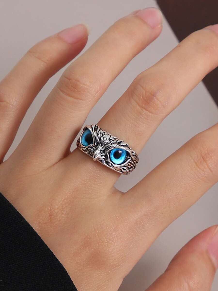 Korean Jewellery Silver Demon Owl Eyes Ring For Girls & Boys | Korean Jewellery For Boys & Girls