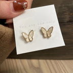 Gold Enamel Butterfly Korean Trendy Earrings For Girls