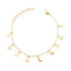 Korean Jewellery Gold Moon Star Bracelets For Girls - Gold Chain Hand With Star Moon Shining Female Jewellery For Girls