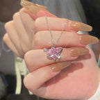 Korean Jewellery Silver Chain With Crystal Zirconia Pendant Aesthetic Jewellery For Girls