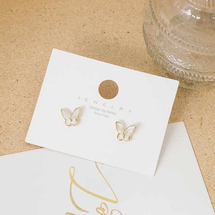Korean Jewellery S925 Needle White Enamel Shell Fairy Butterfly Earring For Girls Women | S925 Needle Earings For Birthday Wedding Anniversary | For All Occasions