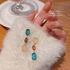 Golden Korean Jewellery Colorful Luxury Shiny Sparkling Zirconia Trendy Earrings For Women & Girls