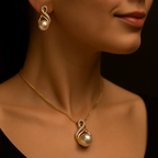 2Pcs Gold Chain & White Pearl Necklace With Earring Jewelry Set For Girls Fashionable European Style Hollow Drop Pendant Chain Elegant and Cute Fashion Party Jewelry For Special Event