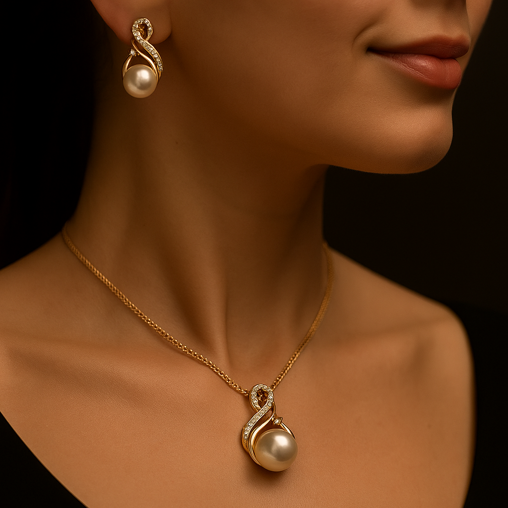 2Pcs Gold Chain & White Pearl Necklace With Earring Jewelry Set For Girls Fashionable European Style Hollow Drop Pendant Chain Elegant and Cute Fashion Party Jewelry For Special Event