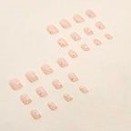 24Pcs Pink Beautiful Trendy Star Design Fake Nails (With Glue) Set For Girls - Wearable Nails Stylish Pattern Artificial Nails For Women