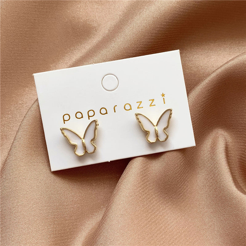 Gold Enamel Butterfly Korean Trendy Earrings For Girls