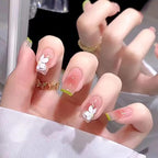 24Pcs Multicolor Beautiful Trendy Fake Nails (With Glue) Set For Girls - Wearable Nails Stylish Pattern Artificial Nails For Women