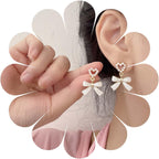 2026 Best Selling Women White Pearl Bow & Heart Earrings Korean Fashion Earring Products Cute Jewelry for Girls