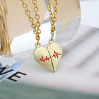 2 pcs Magnetic Heavy Metal Heart Shape HandDesing ForeverText Pendant Necklace gift for Friends Couples Korean Jewellery