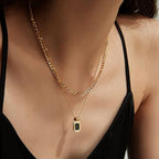 Golden Double Chain Black Pendant choker Necklace Jewellery For Girls | Korean Jewellery - Gold Chain Neck Statement Collar Chains Choker Shining Female Choker Korean Jewellery