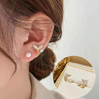Korean Jewellery S925 Needle Rhinestones Zircon Fish Tail Pearl Elegent Earings For Girls