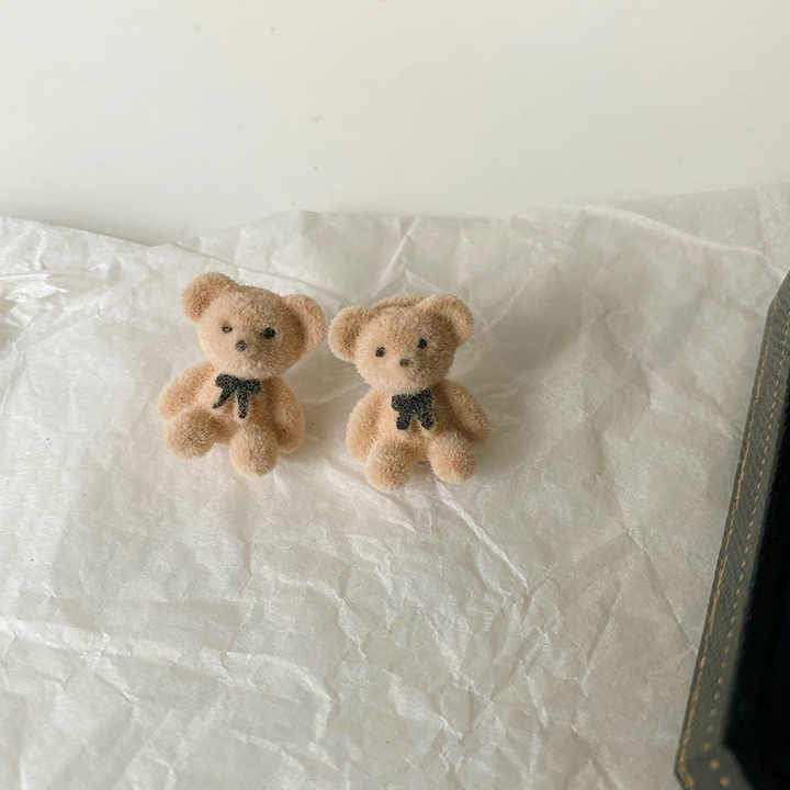 Korean Jewellery Cute Cartoon Design Bear Plush beautiful Earring For Girls | S925 Needle Teddy Bear Earrings For Girls
