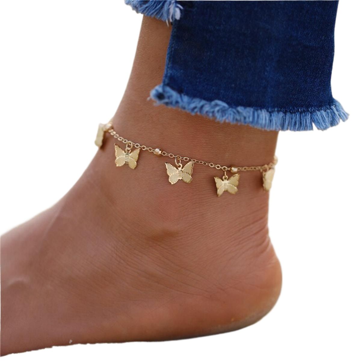 Golden Chain & Butterfly Anklet Jewellery For Girls Fishtail Chain Fashion Personality Korean Jewellery
