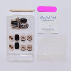 24Pcs Black & MultiColor Beautiful Heart Trendy Fake Nails (With Glue) Set For Girls - Wearable Nails Stylish Pattern Artificial Nails For Women