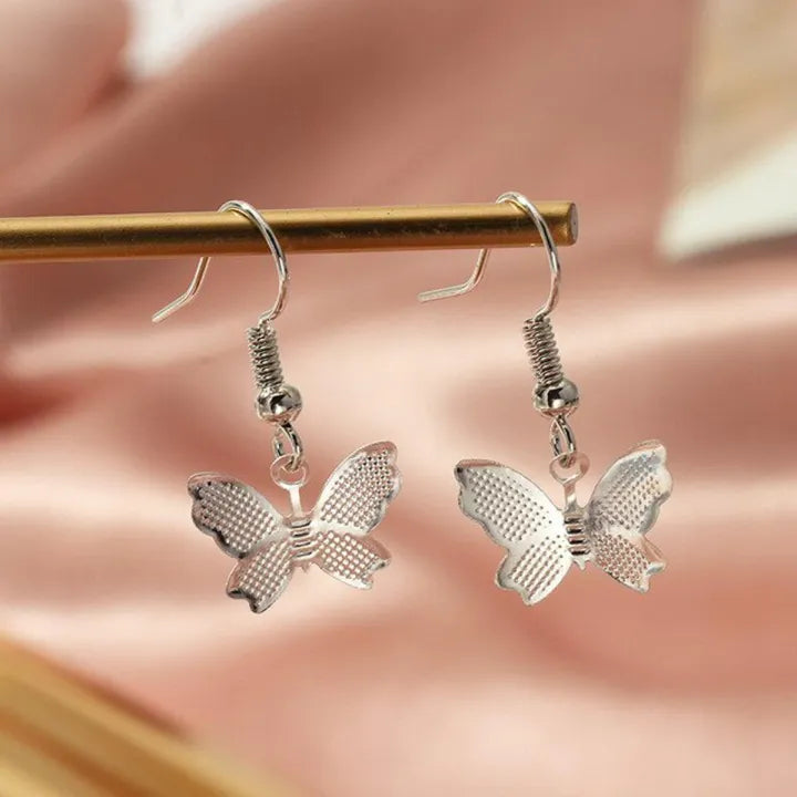 Silver Butterfly Earrings For Women - Silver Shining Female Earrings Jewelry