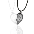 2 pcs Magnetic Heavy Metal Heart Shape HandDesing ForeverText Pendant Necklace gift for Friends Couples Korean Jewellery