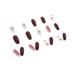 24Pcs Multicolor Beautiful Trendy Design Fake Nails (With Glue) Set For Girls - Wearable Nails Stylish Pattern Artificial Long Nails For Women