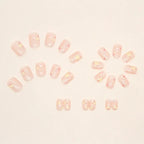 24Pcs Pink Beautiful Trendy Star Design Fake Nails (With Glue) Set For Girls - Wearable Nails Stylish Pattern Artificial Nails For Women