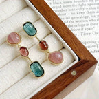 Golden Korean Jewellery Colorful Luxury Shiny Sparkling Zirconia Trendy Earrings For Women & Girls