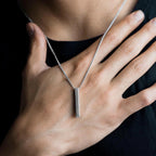 Korean Jewellery Silver Never Fade Stainless Bar Locket  Necklace Pendant Jewellery for Boys & Men