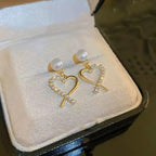 Pair Of Zircon Heart S925 Earings For Girls Stylish Fashion Personality Korean Jewellery For Girls