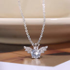 Silver Angel Shining Elegant Premium Necklace Light Luxury Trendy Korean Jewellery For Girls