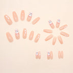 24Pcs Pink Beautiful Trendy Rabbit Design Fake Nails (With Glue) Set For Girls - Wearable Nails Stylish Pattern Artificial Long Nails For Women