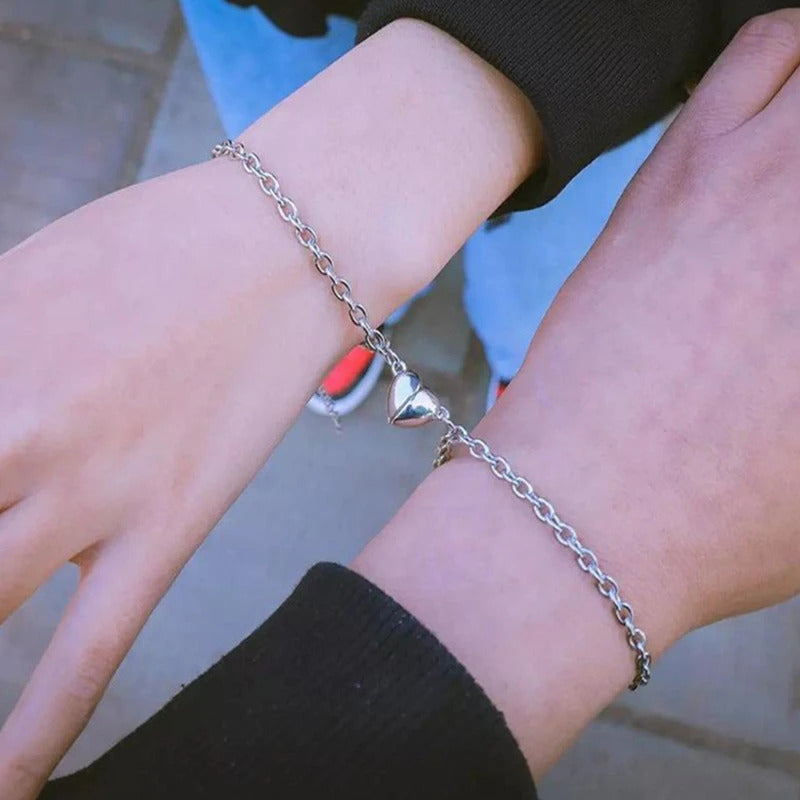 2 Pcs Magnetic Broken Heart Love Bracelet for Men and Women - 2pcs/Set Pair of Cuba Style Magnetic Chain Bracelet for Couples - Bracelet for Couples - Couple Bracelets - Korean Jewellery