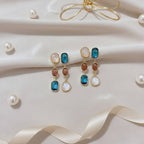 Golden Korean Jewellery Colorful Luxury Shiny Sparkling Zirconia Trendy Earrings For Women & Girls