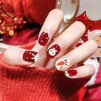 24Pcs Red & White Beautiful Trendy Fake Nails (With Glue) Set For Girls - Wearable Nails Stylish Pattern Artificial Nails For Women