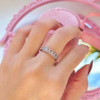 Korean Jewellery 2Pcs Heart-shaped Zircon Pink Crystal Heart Finger Adjustable Rings For Girls