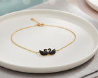Gold Chain With Beautiful Black Double Swan Duck Necklace Korean Jewellery For Women - Gold Chain Neck Statement Collar Chains Shining Female Jewellery For Girls - Korean Jewellery