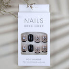 24Pcs Black & MultiColor Beautiful Heart Trendy Fake Nails (With Glue) Set For Girls - Wearable Nails Stylish Pattern Artificial Nails For Women