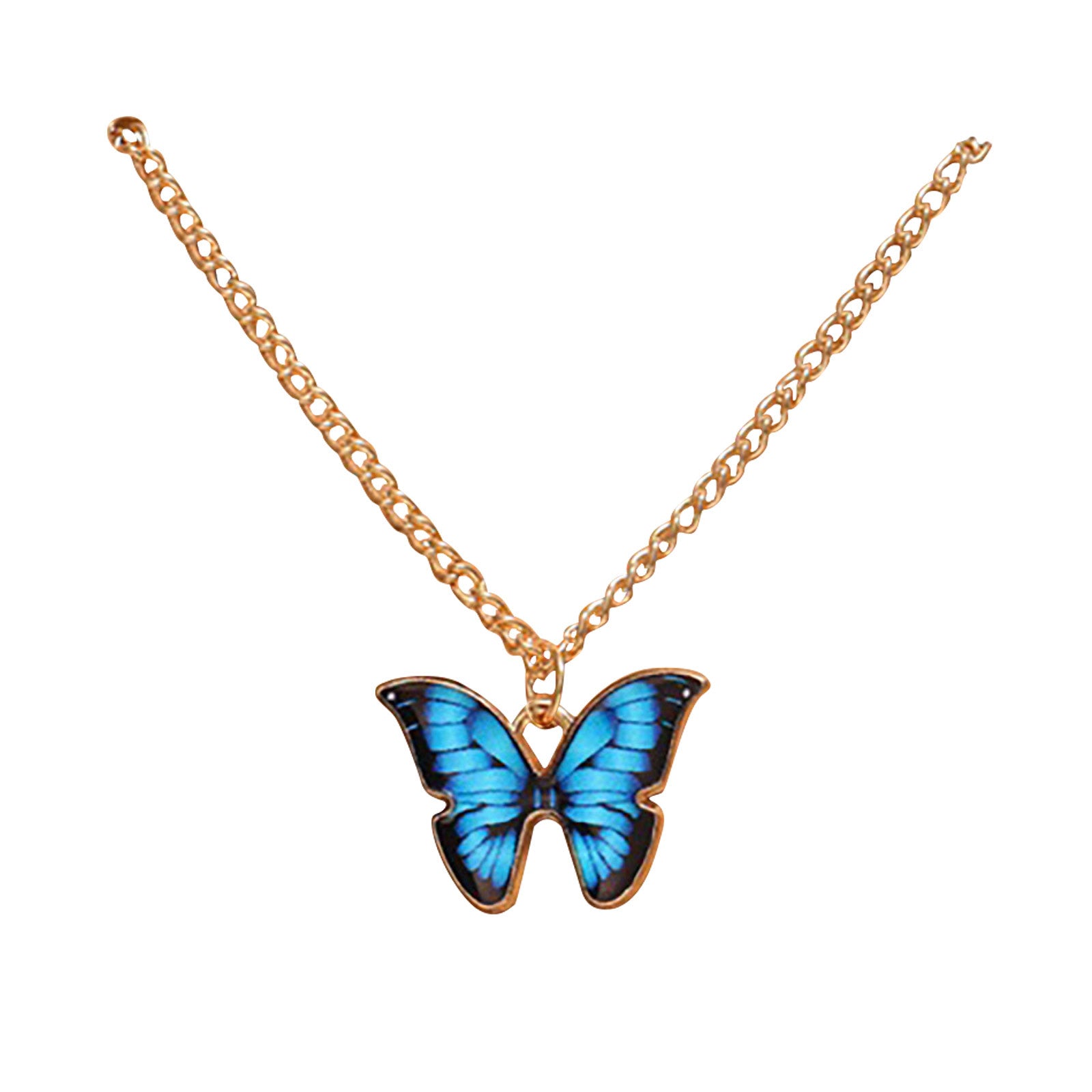 Gold Chain With Beautiful Butterfly Korean Jewellery Necklace For Girls- Gold Chain Neck Statement Collar Chains Shining Female Jewellery For Girls